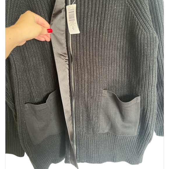 Torrid Shaker Stitch Cardigan Zip Sweater in Deep Black - Picture 5 of 10